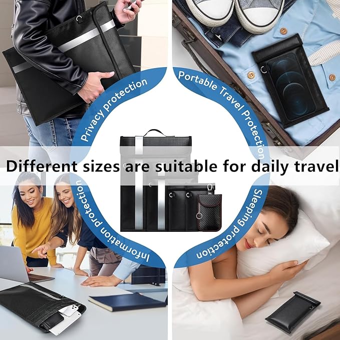 Faraday Bags,Anti-Tracking Faraday Bag For Phones&Laptops & Tablets & Car Keys,Fireproof & Waterproof EMP Bag,Faraday Cage With Handle