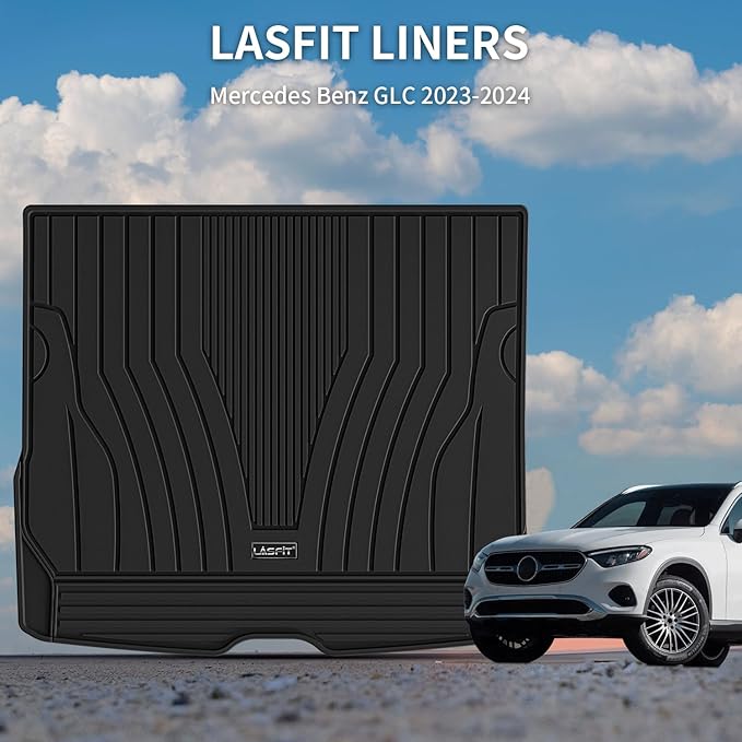 LASFIT Cargo Mat for Mercedes Benz GLC SUV 2025 2024 2023 300 / 300e / 43 AMG, All Weather TPE Custom Fit Mercedes Benz GLC SUV Trunk Mat Cargo Liner, Black