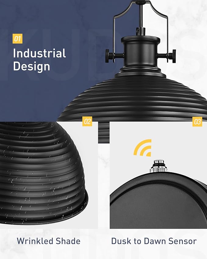 kudos Porch Light Motion Sensor 15.5" Large Outdoor Gooseneck Barn Light Fixture Black Farmhouse Wall Sconce Lantern for Entryway Garage, 1 Pack, KDOWL04-BK-L-LC