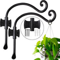 RTZEN Plant Hangers Outdoor or Indoor - Wrought Iron Metal Hanger Indoor Hook - Heavy Duty Wall Bracket Hooks for Hanging Plants Baskets Lanterns Wind Chimes - 2 Pack (Black Axe-Shape Hooks)