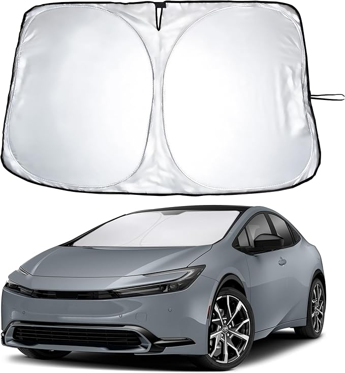 Econour Windshield Sun Shade for Toyota Prius C Accessories 2023-2025 Custom Fit Sunshade Foldable Sun Visor Protector Blocks UV Rays Keep Your Car Cooler