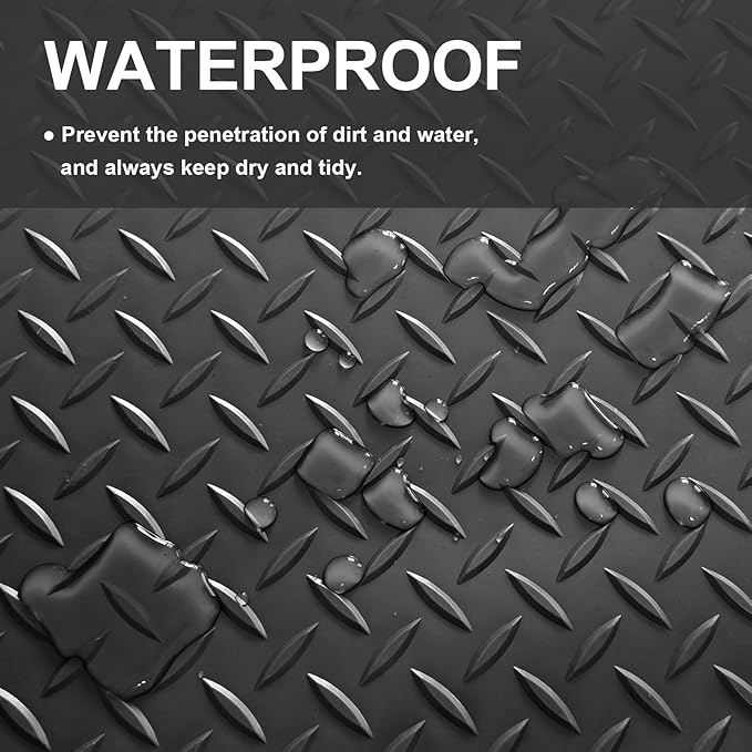 Garage Floor Mat 2.8mm Thickness PVC Garage Flooring Roll Diamond Plate Floor Mats for Garage, Workshop, Gym, Golf Cart Parking or Trailers (Black, 7.5 x 20 FT)