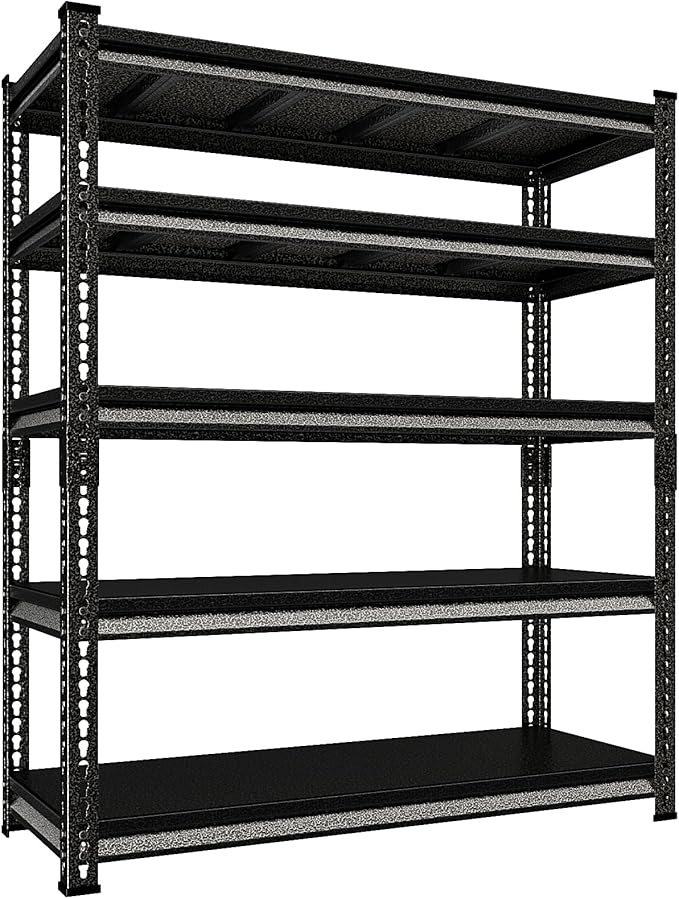 Garage Shelving Heavy Duty 3000LBS Loads, 48" W Adjustable Garage Storage Shelves, 5-Tier Metal Shelving Units and Storage, Industrial Utility Shelf, 48" Wx24 Dx78 H,Silver