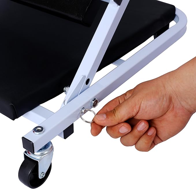 Mechanic Creeper and Stool, 36" Z Creeper Seat, 2-in-1 Garage Tool, 300 lbs Capacity, Low Profile with 6 Wheels (White)