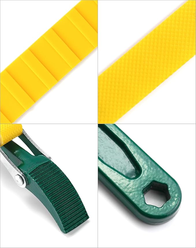 QWORK 15" Belt Strap Wrench, 2 Pack Multi-Purpose Adjustable Strap Oil Filter Strap Opener Wrench