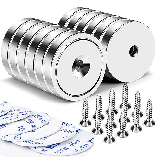 LOVIMAG Neodymium Cup Magnets, 110lb+ Strong, Heavy Duty, Rare Earth, Round Base, Pack of 12
