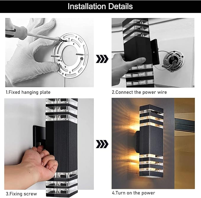 18inch LED Square Up & Down Wall Lights,24W Outdoor Wall Light 4000K Day White Aluminum Body Waterproof IP65 LED Exterior Light Fixtures Wall Mount for House Patio Garage Garden. (A-1 Pack)