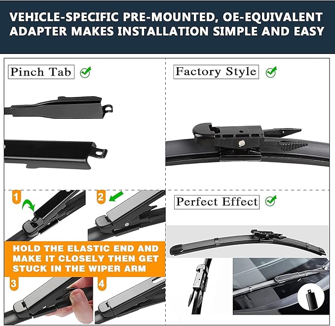 AUTOBOO 28"+28" Windshield Wipers with 15 Inch Rear Wiper Blade Replacement for Ford edge 2015 2016 2017 2018 2019 2020 2021 2022 2023-Original Factory Quality (Pack of 3)