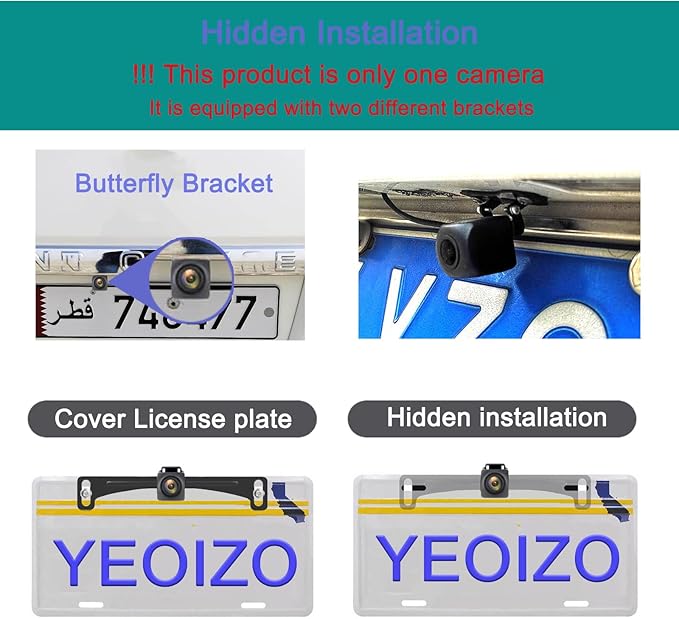 Wireless License Plate Backup Camera for Car/SUV - No Drilling WiFi HD 160° View, Waterproof Reverse/Rear View Camera with Real-Time Signal, Compatible iPhone/Android/iPad (Parking/Hitch Aid)
