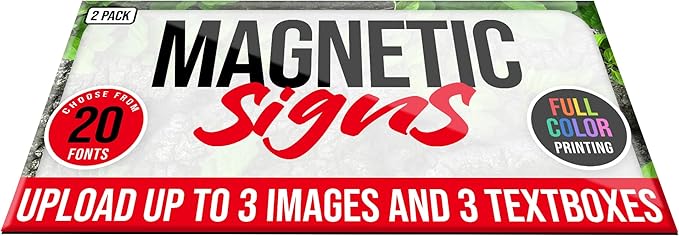 2 Pack, Personalized Magnetic Signs for Vehicles, Custom Car Magnets for Businesses, Customized Full Color Magnetic Truck Signs, 12x24 Car Magnet Signs (Design B)