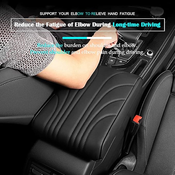 Upgraded Car Center Console Pad,Elbow Rest Pillow,PU Leather Armrest Cushion, Relieve Arm Fatigue,Great for Long-time Driving,Universal Car Armrest Seat Box Cover Protector for Most Vehicles