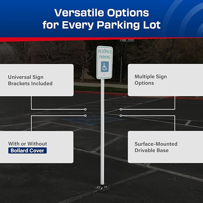 Impact Recovery - Sta-Rite Flexible Sign Post - Sign Holder - Handicap Parking Signs - Made in the USA - 102” Reserved Parking Signage