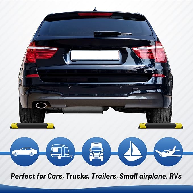ROBLOCK 18'' Heavy Duty Car Stoppers for Garage, Parking Aid Gadgets Protects Car and Garage Walls, Parking Stopper Easy to Install, 2 PCS