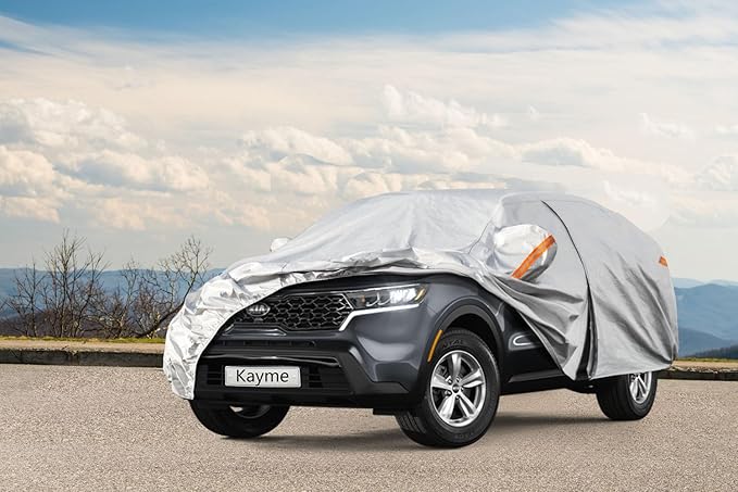 Kayme 6 Layers SUV Car Cover Custom Fit for Kia Sorento (2012-2025) Waterproof All Weather for Automobiles, Outdoor Full Cover Rain Sun UV Protection.Silver
