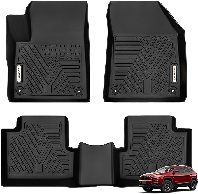 YITAMOTOR Floor Mats Compatible with 2015-2023 Jeep Cherokee (Not for Grand Cherokee), Custom Fit Floor Liners, 1st & 2nd Row All-Weather Protection, Black