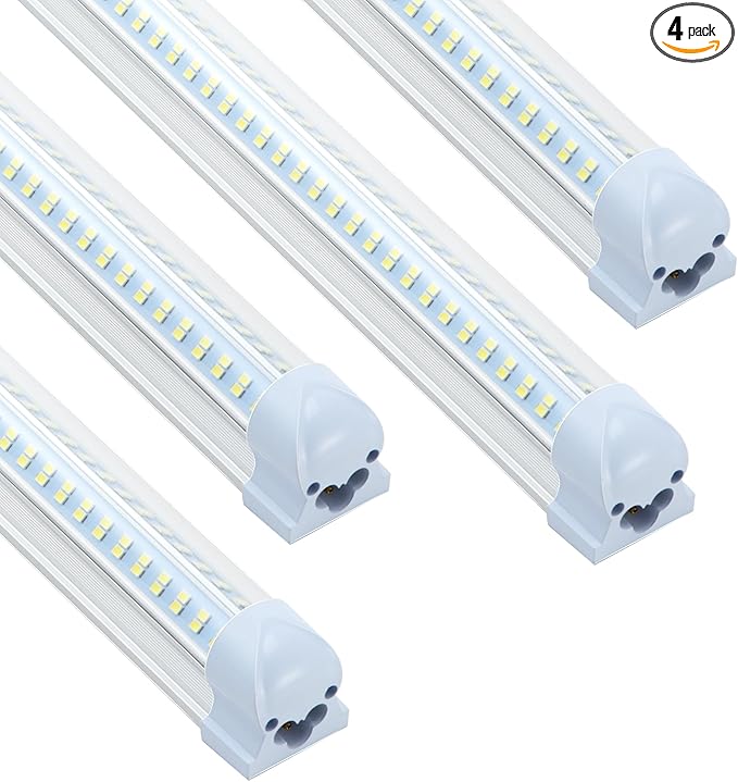 4 Pack 2FT T8 LED Shop Lights, 30W Integrated Tube Light, 4800LM 6000-6500K Daylight, Linkable Lighting, Plug & Play Energy-Saving Commercial Bay Lighting for Garage Warehouse Basement (V4)