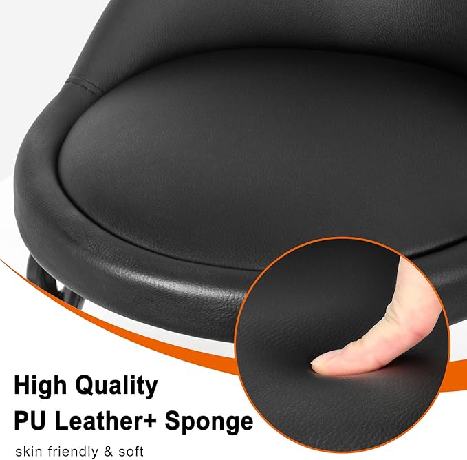 Rolling Stool with Backrest Low Height Rolling Stools, Low Roller Stool Chair, Roller Seats for Home, Office, Garage, Shop, Library