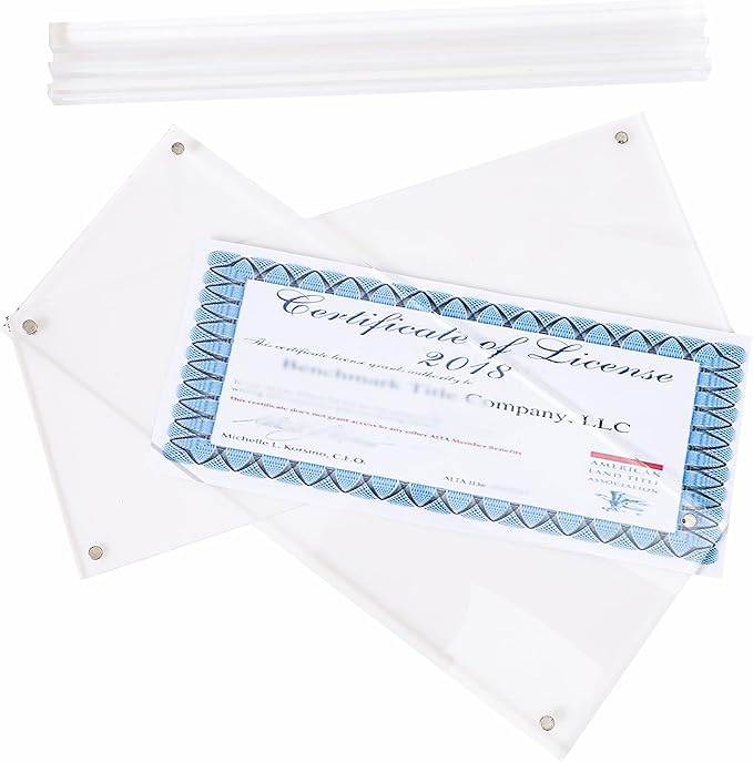 IEEK 2 Pack of Acrylic Business License Frame for 4x9 Business License Certificate Desk/Table Top Display,Clear Certificate Holder Panoramic Photograph Picture Frame,4x10 Inch