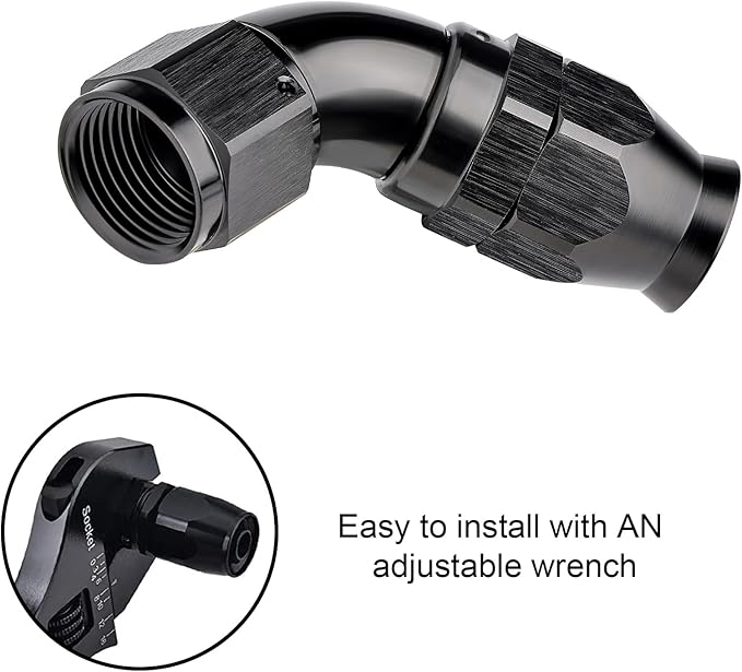 EVIL ENERGY 10AN 60 Degree PTFE One Piece Full Flow End Hose Fitting Aluminum Black