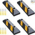 OrangeStar 21" Rubber Parking Curbs, Heavy Duty Garage Floor Wheel Stopper w/Yellow Reflective Stripe for Car, Truck, Trailer, 4 Pack