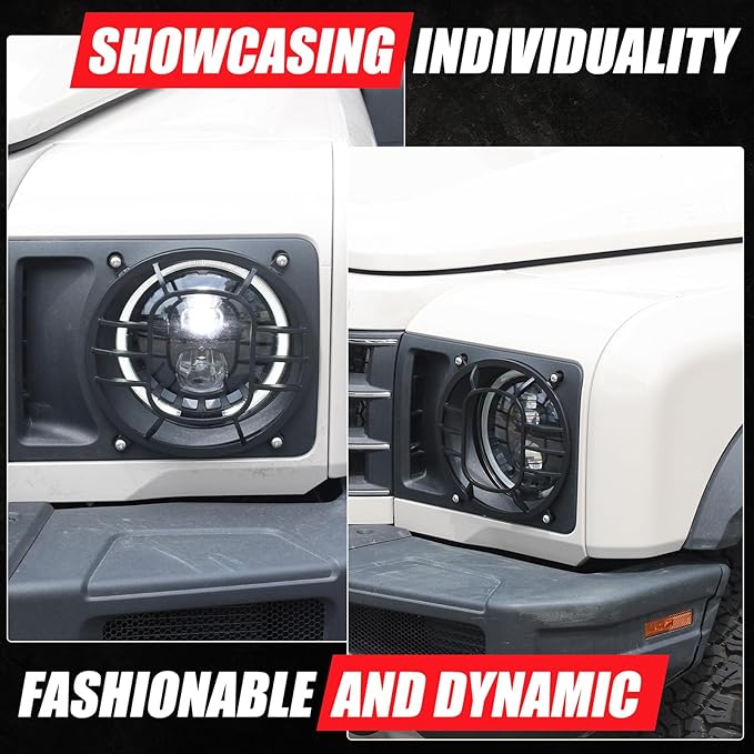 2 PCS Aluminum Alloy Car Headlight Cover Compatible with Ineos Grenadier 2020-2024 Headlight Grill Guards Cover Trim Accessories (Style C)