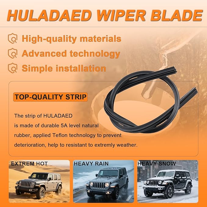 HULADAED® 28'' 28'' 14'' Windshield Wipers Replacement for Edge 2023-2015,Silicone Front Rear Wiper blades for MY Car-All Weather & Quiet(3 PACK)