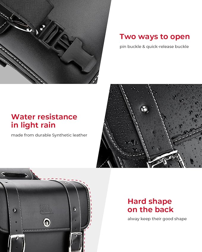 KEMIMOTO Motorcycle Saddlebags Throw Over Saddle bags 20L Faux Leather Side Luggage Bags with cup holder for Sportster Softail Dyna Rebel Shadow Universal Black