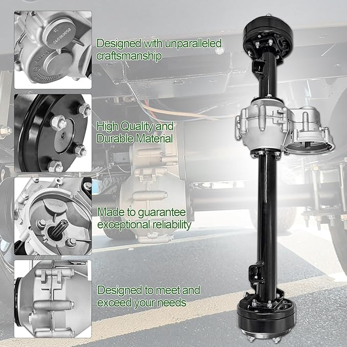 1027717-01 102771701 Rear Axle Assembly with Brake Drum 10 Teeth for 1998-Up Club Car DS & 2004-Up Club Car Precedent Electric with Graziano Transaxle