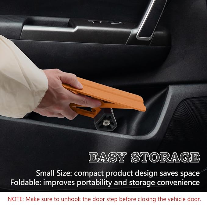 COWVIE Foldable Car Door Step Stand Pedal - Access to Vehicle's Top Roof Both Feet Stand Pedal Ladder for Most SUV Truck Jeep Orange