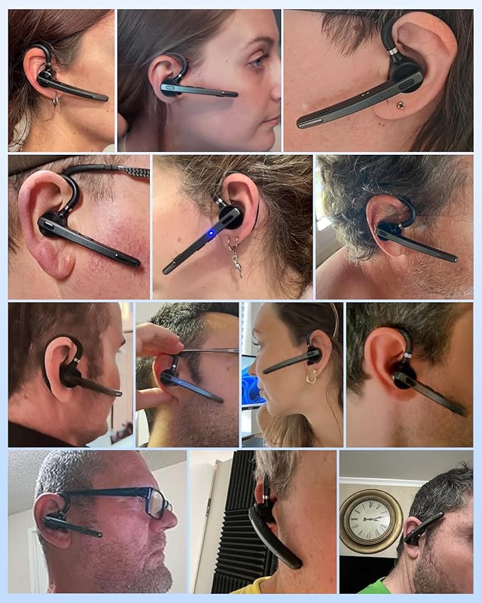 FEYCH Bluetooth Headset, Bluetooth Earpiece with 500mAh Charging Case 72H Talktime ENC Noise Cancelling Microphone V5.1 Hands-Free Wireless Headset for Cell Phone Call Office Business Driving