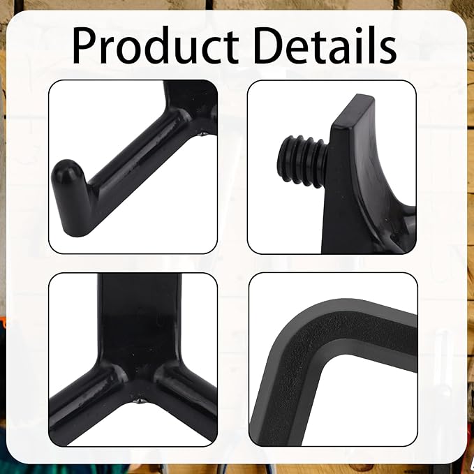 16 Pcs Storage Shed Hooks Set for Suncast, 5 Black V Shaped Tool Hooks Organizer with Long Screw Wrench Short Screw Compatible with Suncast/Craftsman Storage Shed Accessories