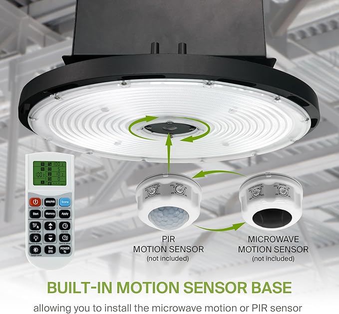 ASD LED High Bay UFO Light Fixture, Commercial Shop Lighting | Dimmable, IP69K Waterproof, DLC Premium, UL Listed | 400W 58600LM 5000K 277-480V | Warehouse, Garage, Workshop, Barn Lamp | Black