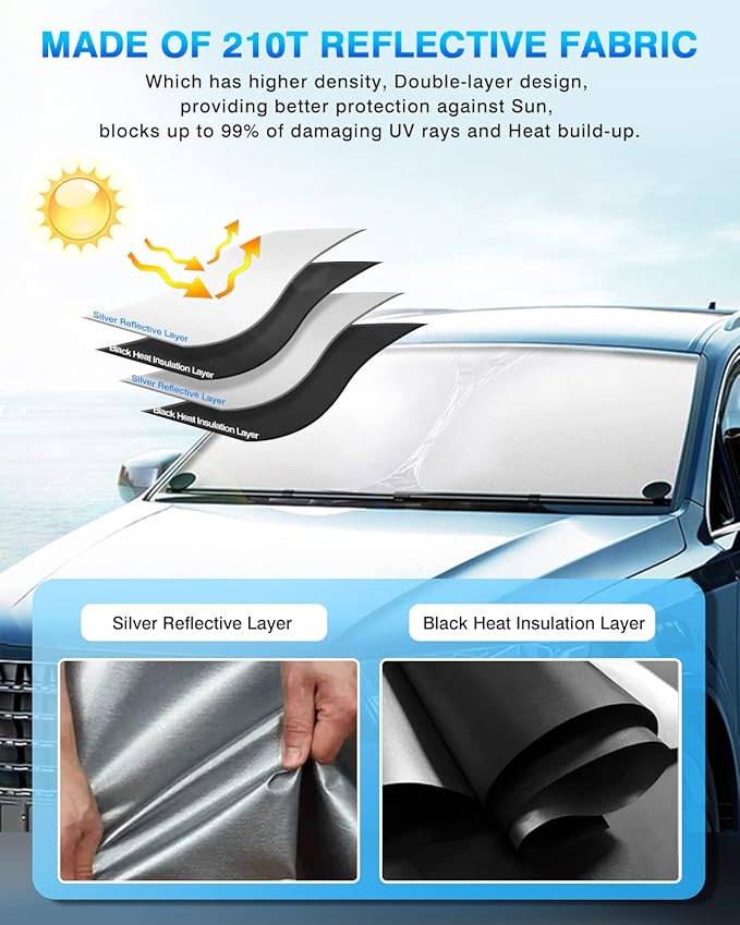 KUST Windshield Sun Shade for Nissan Titan 2020-2023 2024 Window Shade Sun Visor Cover Foldable Blocks UV Rays Keep Your Car Cooler