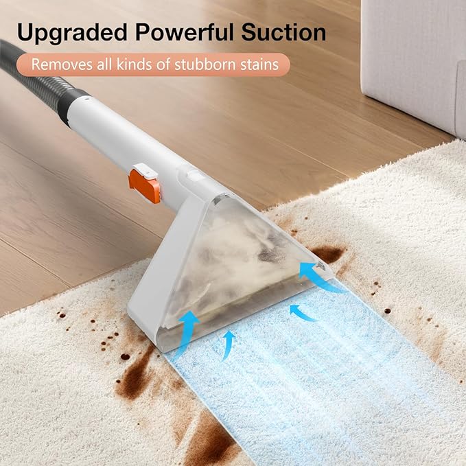 Portable Carpet and Upholstery Cleaner Machine - Multi-Surface Cleaner, Couch & Rug Shampooer with Powerful Suction, Handheld Cleaner for Pets, Spot, Stain, Car & Auto Detailer, 2 Cleaning Tools, Pink
