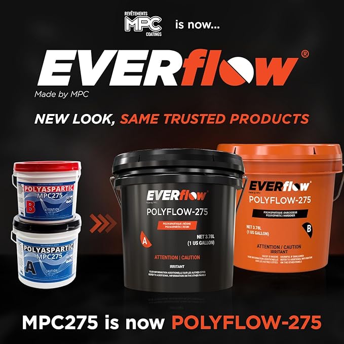 MPC-275 Polyaspartic Floor Coating Kit – 2 Gallon Clear Gloss Polyurea Garage Floor Coating – Thin, Fast-Cure Polyaspartic Top Coat for Concrete, Vinyl Flake, and Countertop Applications