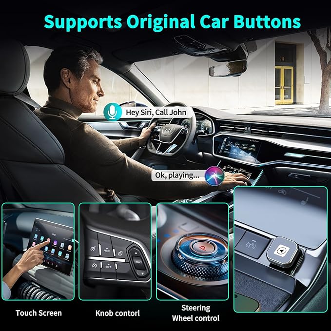 Wireless CarPlay Adapter for iPhone - Mini USB Design, Plug & Play, Auto Connect,Convert Wired to Wireless CarPlay in Seconds, iOS 10+ Compatible (2025 Upgrade) for Cars 2016+(Silver)