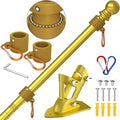 ZMTECH Flag Pole - Upgraded Bracket, 6 FT Stainless Steel Flag Poles for Outside House, Residential or Commerical, Tangle Free Flag Pole Kit for American Flag (Without Flag, Gold)