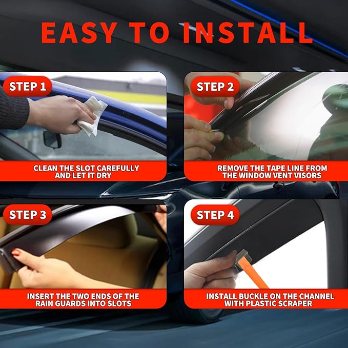 in Channel Rain Guards for Chevrolet (Chevy) Equinox 2018 2019 2020 2021 2022 2023 2024, Durable Side Window Wind Deflectors, Vent Window Visors Shades Shield, 4PCS