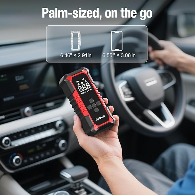 GOOLOO A6 Gear Tire Inflator Portable Air Compressor, 160 PSI Cordless Tire Inflator with Digital Pressure Gauge ＆LED Light, Air Pump for Car Tires, Bike, Motorcycle, Balls