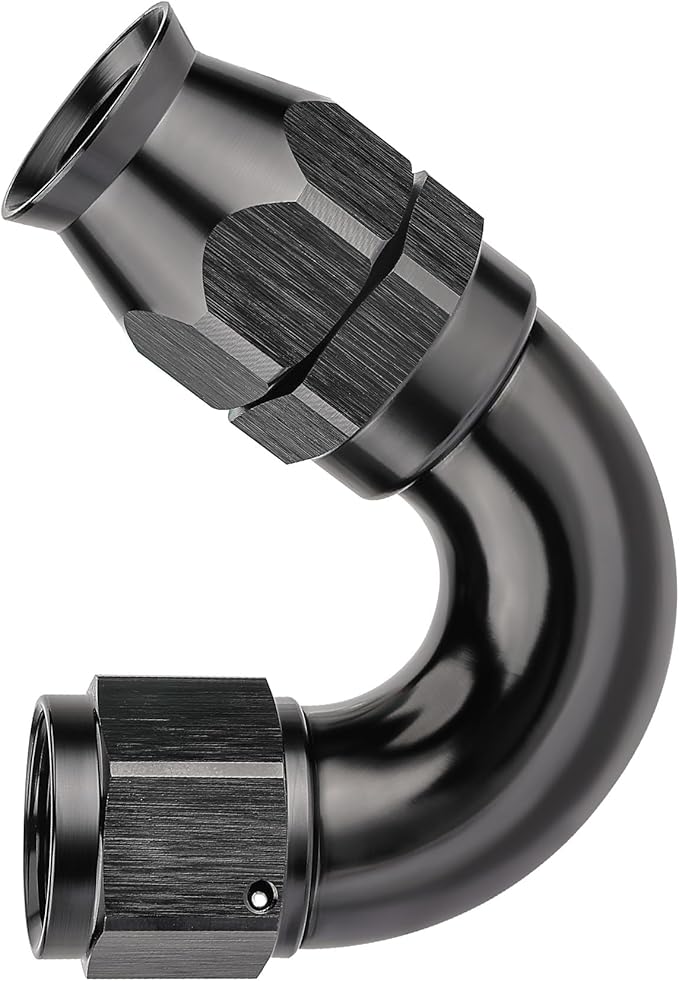 EVIL ENERGY 8AN 150 Degree PTFE One Piece Full Flow End Hose Fitting Aluminum Black