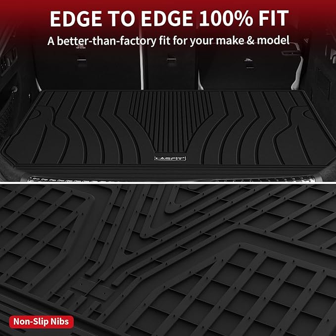LASFIT Cargo Mat for Mercedes Benz GLC SUV 2025 2024 2023 300 / 300e / 43 AMG, All Weather TPE Custom Fit Mercedes Benz GLC SUV Trunk Mat Cargo Liner, Black