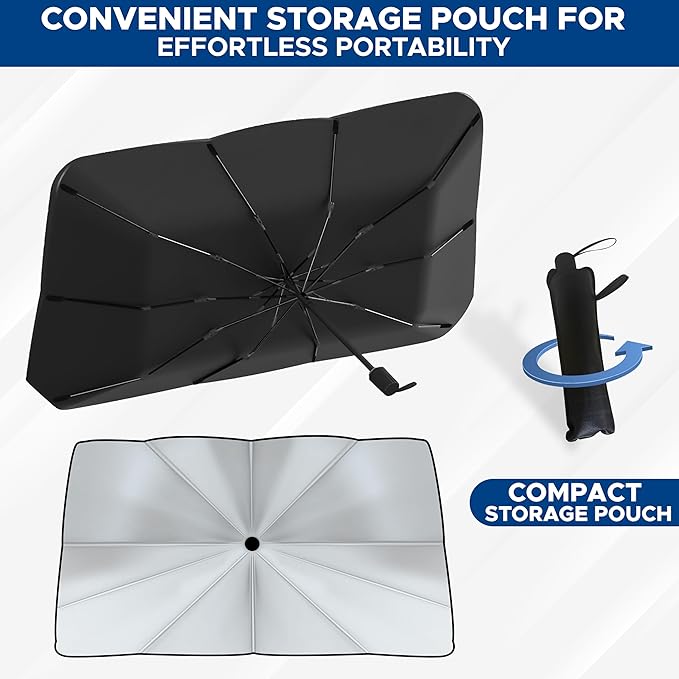 EcoNour Car Umbrella Windshield Sun Shade | Foldable UV Blocker Sun Shade | Polarized Car Sun Visor for SUV, Sedan, Truck | Umbrella Sun Shade Cover for Front Baby Window Shades