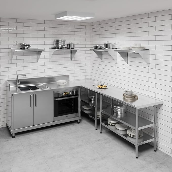 AmGood 24" Long X 14" Deep Stainless Steel Wall Shelf | NSF Certified | Appliance & Equipment Metal Shelving | Kitchen, Restaurant, Garage, Laundry, Utility Room
