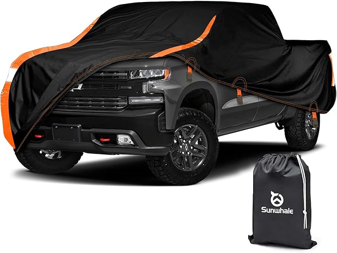 Truck Cover Heavy Duty 100% Waterproof Pickup Truck Cover All Weather Protection Rain UV Full Car Cover Fit for Ford F150 Chevy Silverado Dodge Ram 1500 Fit Length Up to 230"