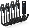 3-H Garden Hose Holder Wall Mount 4 Pack,Solid Steel Hose Hanger,Water Hose Holders for Outside,Perfect for Hanging Outdoor Air Hose,Ropes,Pipes,Garden Tools,Ladders,Bikes,Bulk Items(Black)