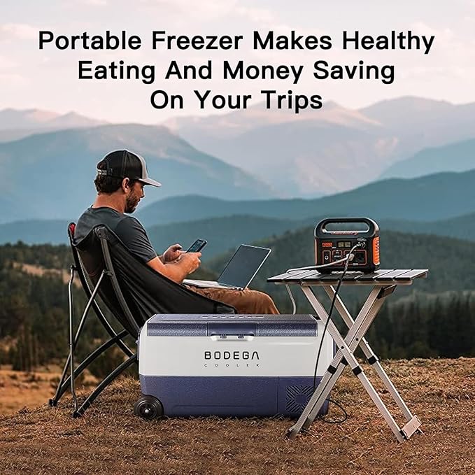 BODEGACOOLER 12 Volt Car Refrigerator,53 Quart Portable Freezer,Dual Zone Car Fridge APP Control,-4℉-68℉ RV Electric Compressor Cooler 12/24V DC 100-240V AC for Outdoor,Camping,Travel,Road Trip