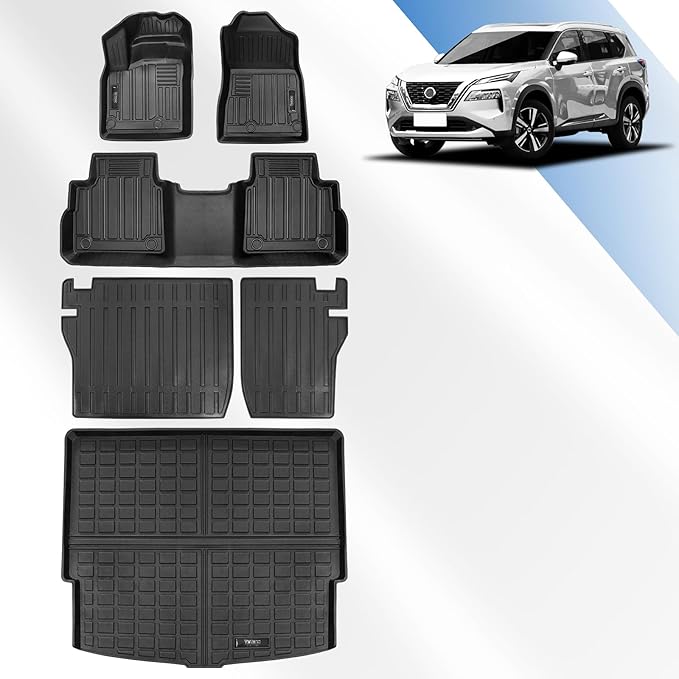 Fit for Nissan Rogue 2021-2024 2025 Floor Mats Backrest Mats Cargo Liners, All-Weather Rear Trunk Mat Rear Seat Back Cargo Cover Protector Fit for 2021-2025 Rogue Accessories (Not Fit Rogue Sport)
