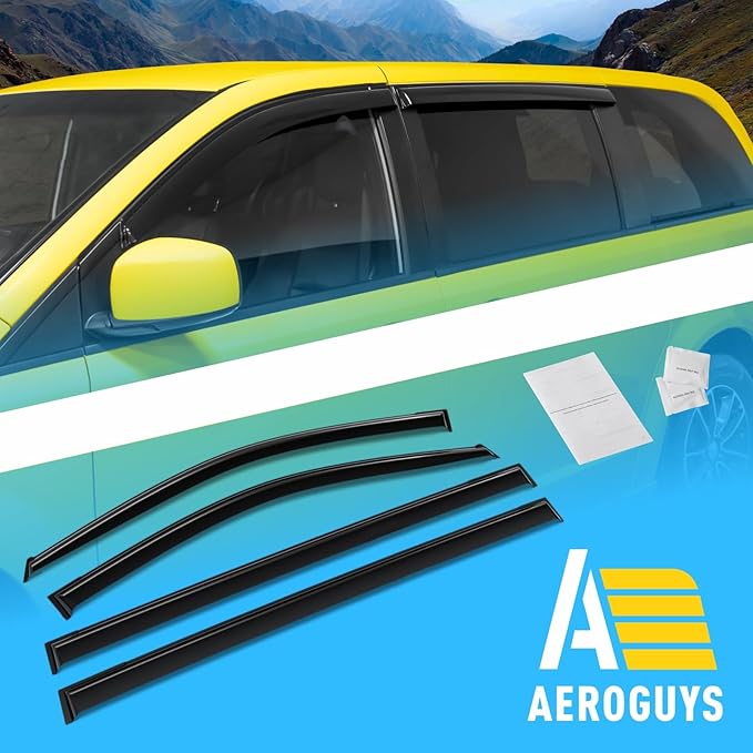 Extra Durable Window Deflectors Tape-On Window Visors Rain Guards Fit for Dodge Grand Caravan 2008-2020, Sun Visors, Wind Vent for Shades, Exterior Car Accessories - 4pcs. AG0027