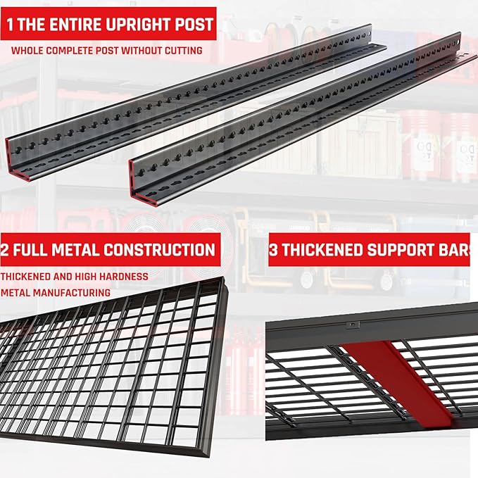 67" Wide Garage Shelving Unit, 67" W x 24" D x 68" H, Heavy Duty Garage Storage Shelves,3500 LBS Capacity, Industrial Adjustable Shelves for Basement Warehouse