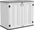 HOMSPARK Storage Shed Weather Resistance, Multi-Purpose Outdoor Storage Cabinet Waterproof, Outdoor Storage Cabinet for Garbage Cans, Lawnmower, Garden Accessories (Off White, Standard-26 cu ft)